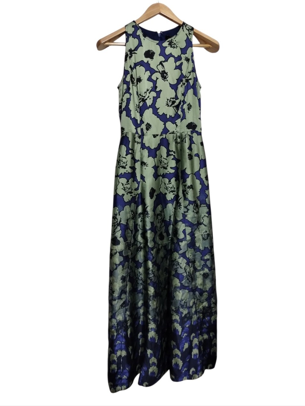 Banana Republic Olive Green Navy Floral Jacquard Maxi Dress Women's 2